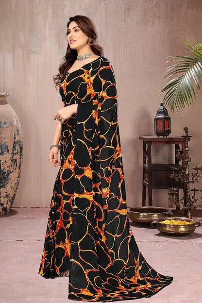 Tie and Dye Poly Georgette Leheriya Saree